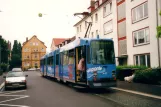 Kassel tram line 7 with articulated tram 411 at Rolandstr. (2002)