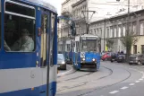 Kraków tram line 10 with railcar 491 on Uliga Stradomska (2011)