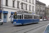 Kraków tram line 18 with articulated tram 182 near Stradom (2011)