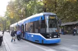 Kraków tram line 8 with low-floor articulated tram 2039 at Teatr Bagatela (2011)