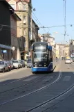 Kraków tram line 8 with low-floor articulated tram 2040 on Karmelicka (2011)