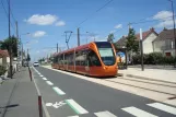 Le Mans tram line T1 with low-floor articulated tram 1019 "Arche de la nature" at Jules Raimu (2010)