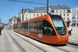 Le Mans tram line T1 with low-floor articulated tram 1019 "Arche de la nature" at Repulique (2010)