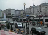 Linz tram line 2 with low-floor articulated tram 029 at Hauptplatz (2009)