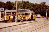 Linz tram line 3 with railcar 32 at Blumauerplatz (1982)