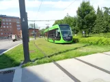 Lund tram line 1 with low-floor articulated tram 05 (Inferno) near Universitetssjukhuset (2022)