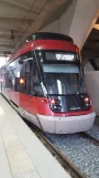 Lyon low-floor articulated tram 104 at Aéroport Lyon-Saint Exupery (2018)