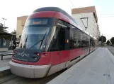 Lyon Rhônexpress with low-floor articulated tram 104 at Gare Part-Dieu Villette (2014)