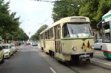 Magdeburg museum line 77 with railcar 1001 outside Museumsdepot Sudenburg (2014)