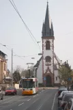 Mainz tram line 51 with low-floor articulated tram 210 on Elbestraße (2009)