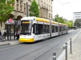 Mainz tram line 53 with low-floor articulated tram 227 at Münsterplatz (2024)