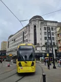 Manchester articulated tram 3102 on Market Street (2022)