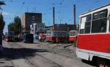 Mariupol tram line 1 with railcar 514 at Wułycia Kazancewa (2012)