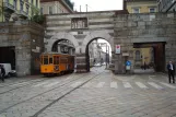 Milan tram line 1 with railcar 1787 near Archi de Porta Nuova (2009)