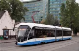 Moscow tram line 50 with low-floor articulated tram 31187 on Kalanchevskaya Ulitsa (2019)