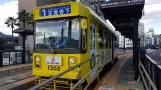 Nagasaki tram line 1 with railcar 1302 at Dejima (2017)