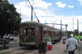 New Orleans line 12 St. Charles Streetcar with railcar 948 at S Claiborne (2010)