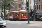 New Orleans line 47 Canal Streetcar with railcar 2003 near Canal / Baronne (2010)