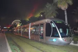 Nice tram line 1 with low-floor articulated tram 001 on Place Masséna (2010)