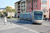 Nice tram line 1 with low-floor articulated tram 007 on Boulevard Jean Jeures (2009)