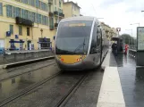 Nice tram line 1 with low-floor articulated tram 022, the back Cathédrale Vielle Ville (2016)