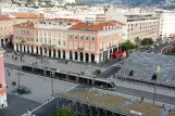 Nice tram line 1 with low-floor articulated tram 026 on Place Massena (2014)