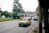 Nordhausen tram line 2 with articulated tram 79 on Grimmelallee (1993)