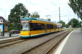 Norrköping tram line 2 with low-floor articulated tram 33 at De Geersgatan (2012)