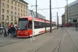 Nuremberg tram line 5 with low-floor articulated tram 1121 at Bahnhofplatz (2013)