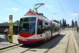 Olomouc tram line X4 with low-floor articulated tram 207 at Aut.nádraží podchod (2008)