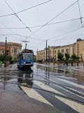 Oslo tram line 11 with articulated tram 116 on Wessels Plass (2023)