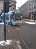 Oslo tram line 13 with low-floor articulated tram 170 near Jernbanetorget (2010)