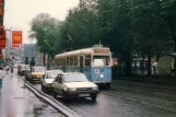 Oslo tram line 15 with railcar 230 near Nationaltheatret (1987)