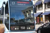 Oslo tram line 17 with low-floor articulated tram 158 at Stortorvet (2013)