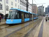 Oslo tram line 19 with low-floor articulated tram 401 on Jernbanetorget (2024)