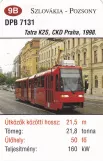 Playing card: Bratislava tram line 13 with articulated tram 7131 near Centrum (2014)