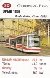 Playing card: Brno tram line 13 with low-floor articulated tram 1806 (2014)