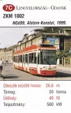 Playing card: Gdańsk tram line 2 with articulated tram 1002 (2014)