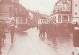 Postcard: Aarhus tram line 2  at Banegårdspladsen (1930)