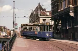 Postcard: Amsterdam extra line 11 with railcar 349 on Zwanenburgwal (1955)