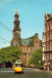 Postcard: Amsterdam tram line 13 with articulated tram 704 in front of De Westerkerk (1976)