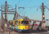 Postcard: Arad tram line 3 with articulated tram 0107 on Podul Tralian (2007)