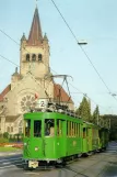 Postcard: Basel tram line 2 with museum tram 190 on Steinenring (1992)