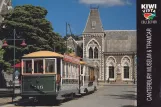 Postcard: Christchurch Tramway line with sidecar 115 near Canterbury Museum (2010)