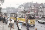 Postcard: Copenhagen railcar 17 close by Thorvaldsens Museum (1969)