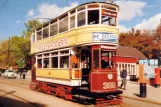 Postcard: Crich museum line with bilevel rail car 399 at Stephenson Place (1978)