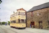 Postcard: Crich museum line with bilevel rail car 510 on Tramway Village (1970)