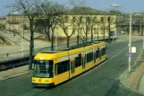 Postcard: Dresden low-floor articulated tram 2501 near Leipziger Bahnhof (1996)