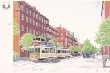 Postcard: Frederiksberg tram line 17 with bilevel rail car 391 near Peter Bangs Vej (1920-1929)