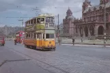 Postcard: Glasgow tram line 9 with bilevel rail car 1243 near Museum and Art Gallery (1962)